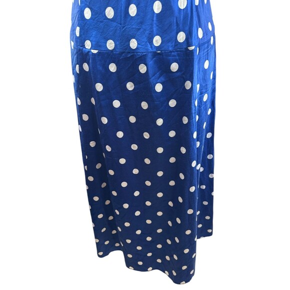 Pendleton Silk Blend Drop Waist V-Neck Dress Polka Dot Blue White Size 20 Tall - Picture 4 of 16